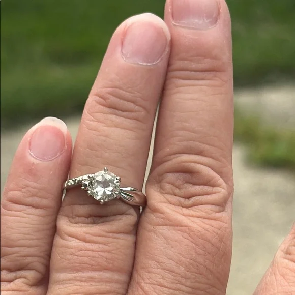 Natural Round ~1ct Prasiolite & Diamond Ring Sterling Silver Size 7.5 - Picture 11 of 14